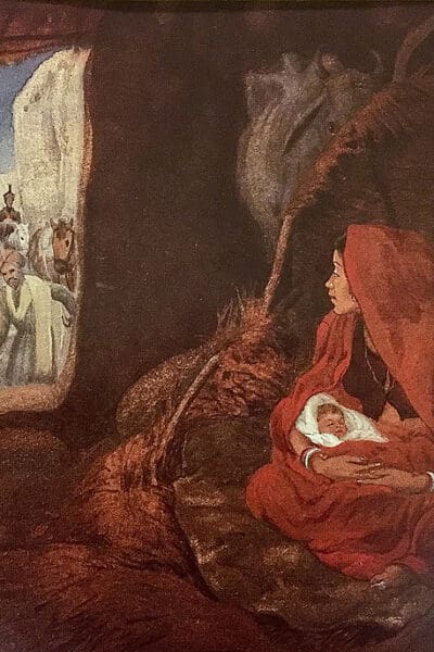 The Magi arrive at the home of the infant Jesus